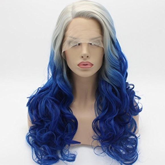 Sam 24” LACE FRONT Grey And blue Ombré Wig *NWT*